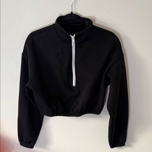 Black Quarter-Zip Women's Top